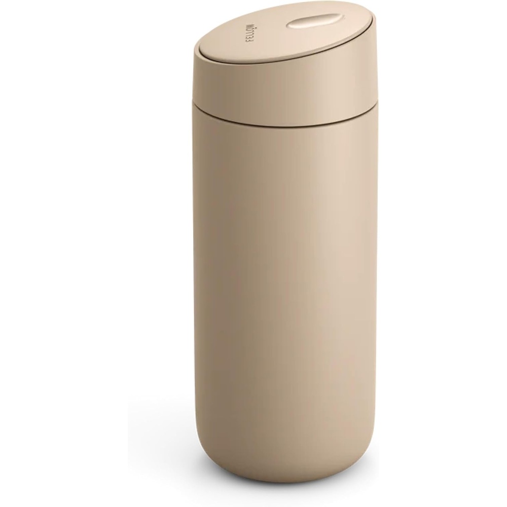 image:imageFellow 16 oz Carter Slide Travel Mug  OneHanded Slide Lid Vacuum Insulated Stainless Steel Tumbler with Ceramic Interior for Hot and Cold Drinks LeakProof and Dishwasher Safe Matte BlackSand Dune
