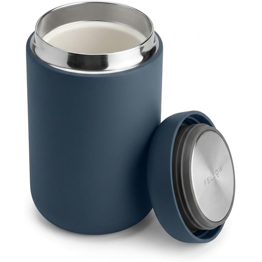 image:imageFellow Carter Coffee Mug 16 oz For Travel  Wide Mouth VacuumInsulated Stainless Steel Tea and Coffee Tumbler with Ceramic Interior  Matte BlackStone Blue