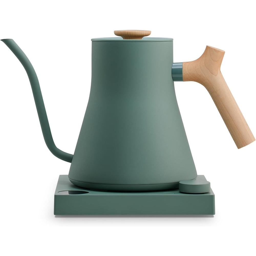 image:imageFellow Stagg EKG Pro Electric Gooseneck Kettle  PourOver Coffee and Tea Quick Heating Precise Temperature Control Scheduling Builtin Brew Timer Matte White 09 LiterSmoke Green with Maple Wood Handle