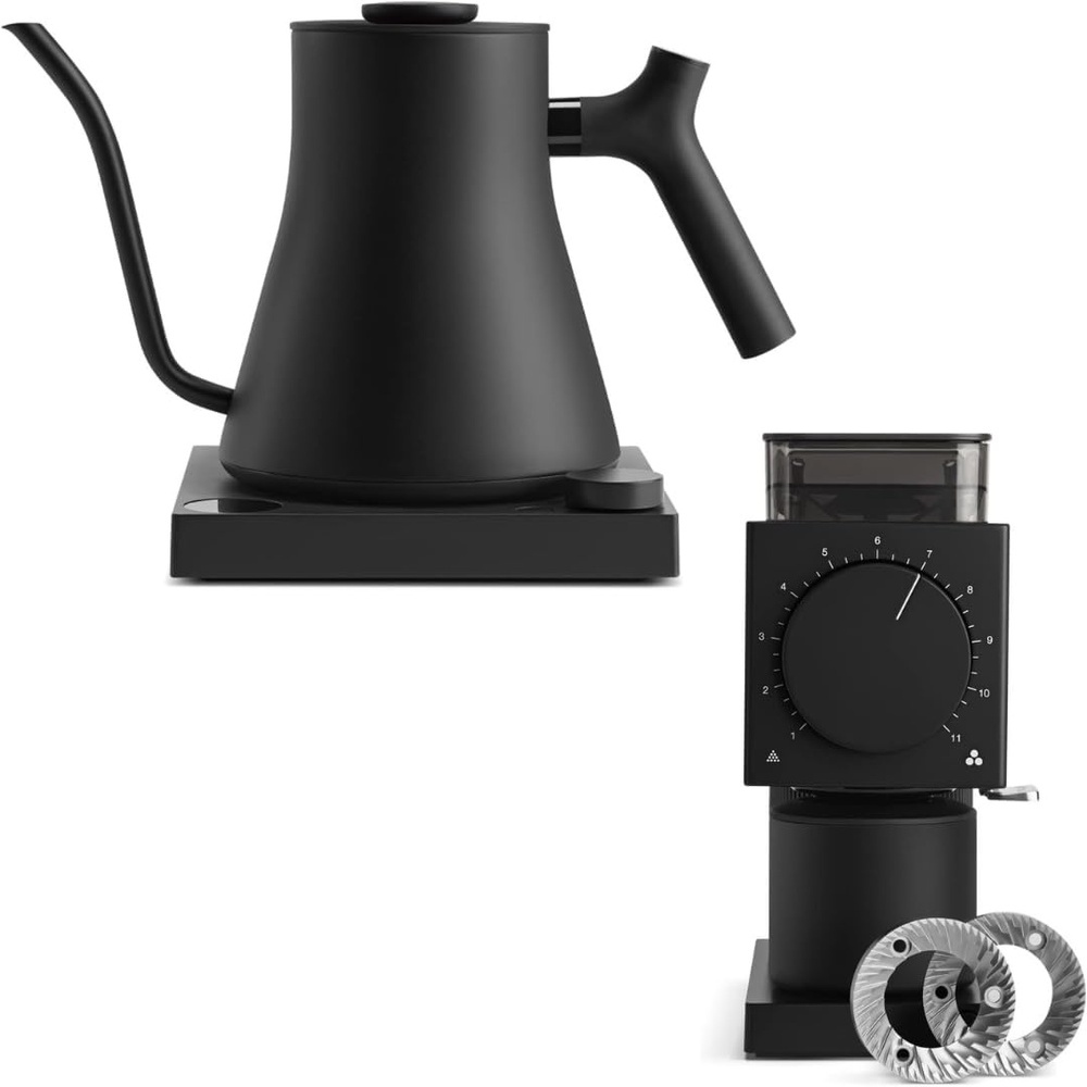 image:imageMatte Black Coffee Connoisseur Bundle Fellow Stagg EKG Pro Electric Gooseneck Kettle  Gen 2 Ode Brew Grinder