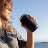 Fellow 12 oz Carter Move Travel Mug – Vacuum-Insulated Stainless Steel Travel Coffee Mug – Coffee Tumbler with Ceramic Interior and Splash Guard – Cargo Green(Matte Black)