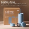 Fellow 16 oz Carter Bundle (3 in 1) Travel Mug with Slide-Lock, Move & Cold Lids with Straw – To-Go Coffee Tumbler, Ceramic Interior & Vacuum-Insulated Stainless Steel – Coffee Cups-Matte White(Hazy Blue)