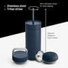 Fellow 16 oz Carter Bundle (3 in 1) Travel Mug with Slide-Lock, Move & Cold Lids with Straw – To-Go Coffee Tumbler, Ceramic Interior & Vacuum-Insulated Stainless Steel – Coffee Cups-Matte White(Stone Blue)