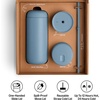 Fellow 16 oz Carter Bundle (3 in 1) Travel Mug with Slide-Lock, Move & Cold Lids with Straw – To-Go Coffee Tumbler, Ceramic Interior & Vacuum-Insulated Stainless Steel – Coffee Cups-Matte White(Hazy Blue)