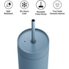 Fellow 16 oz Carter Cold Tumbler – Spill-Resistant Straw Lid, Stainless Steel Vacuum-Insulated Cup with Ceramic Interior and Reusable Straw for Cold Drinks,Fits Cup Holders,Dishwasher Safe,Smoke Green(Hazy Blue)