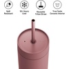 Fellow 16 oz Carter Cold Tumbler – Spill-Resistant Straw Lid, Stainless Steel Vacuum-Insulated Cup with Ceramic Interior and Reusable Straw for Cold Drinks,Fits Cup Holders,Dishwasher Safe,Smoke Green(Desert Rose)