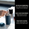 Fellow 16 oz Carter Move Travel Mug – Vacuum-Insulated Stainless Steel Travel Coffee Mug – Coffee Tumbler with Ceramic Interior and Splash Guard – Smoke Green(Stone Blue)