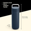 Fellow 20 oz Carter Carry Water Bottle – Leak-Proof Lid, Vacuum Insulated Stainless Steel Tumbler, Keeps Heat for 12 Hours/Stays Cold for 24 Hours, Stainless Steel Handle, Dishwasher Safe,Smoke Green(Stone Blue)