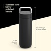 Fellow 20 oz Carter Carry Water Bottle – Leak-Proof Lid, Vacuum Insulated Stainless Steel Tumbler, Keeps Heat for 12 Hours/Stays Cold for 24 Hours, Stainless Steel Handle, Dishwasher Safe,Smoke Green(Matte Black)