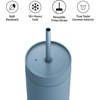 Fellow 20 oz Carter Cold Tumbler – Spill-Resistant Straw Lid, Stainless Steel Vacuum-Insulated Cup with Ceramic Interior and Reusable Straw for Cold Drinks,Fits Cup Holders,Dishwasher Safe,Matte White(Hazy Blue)