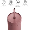 Fellow 20 oz Carter Cold Tumbler – Spill-Resistant Straw Lid, Stainless Steel Vacuum-Insulated Cup with Ceramic Interior and Reusable Straw for Cold Drinks,Fits Cup Holders,Dishwasher Safe,Matte White(Desert Rose)