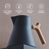 Fellow Corvo EKG Pro Electric Tea Kettle – Quick Heating, Precise Temperature Control Electric Kettle, Scheduling, Built-in Brew Timer for Boiling Water – Matte White with Maple Handle – 0.9 Liter(Hazy Blue with Maple Handle + Lid Pull)