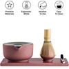 Fellow Matcha Set, Complete Matcha Tea Kit with Ceramic Bowl, Bamboo Whisk & Stand, Stainless Steel Spoon, Sifter, & Tea Tray, Matte Black Set(Desert Rose)