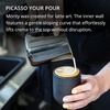 Fellow Monty Milk Art Cups – Double Wall Ceramic Latte Mug, 11 oz – Matte Black & White with Graphite & Copper Base – Set of 2