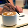 Fellow Monty Milk Art Cups Bundle – Matte White with Copper Base – Double Wall Ceramic Cappuccino Mugs – 6.5oz & 11oz – Set of 2