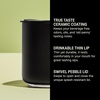 Fellow Rocky Lowball Tumbler Set of 2 – ​​Insulated Stainless Steel Cocktail Tumblers with Ceramic Interior and Swivel Pebble Lid – 10 oz, Matte Black(Matte Black)