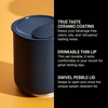 Fellow Rocky Lowball Tumbler Set of 2 – ​​Insulated Stainless Steel Cocktail Tumblers with Ceramic Interior and Swivel Pebble Lid – 10 oz, Matte Black(Stone Blue)