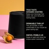 Fellow Ruby Wine Tumbler Set of 2 – ​​Insulated Stainless Steel Wine and Cocktail Tumblers with Ceramic Interior and Swivel Pebble Lid – 12 oz, Peri Twinkle(Matte Black – Pack of 1)