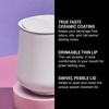 Fellow Ruby Wine Tumbler Set of 2 – ​​Insulated Stainless Steel Wine and Cocktail Tumblers with Ceramic Interior and Swivel Pebble Lid – 12 oz, Peri Twinkle(Matte White – Pack of 1)