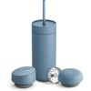 Fellow 16 oz Carter Bundle (3 in 1) Travel Mug with Slide-Lock, Move & Cold Lids with Straw – To-Go Coffee Tumbler, Ceramic Interior & Vacuum-Insulated Stainless Steel – Coffee Cups-Matte White(Hazy Blue)