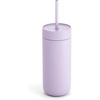 Fellow 16 oz Carter Cold Tumbler – Spill-Resistant Straw Lid, Stainless Steel Vacuum-Insulated Cup with Ceramic Interior and Reusable Straw for Cold Drinks,Fits Cup Holders,Dishwasher Safe,Smoke Green(Peri Twinkle)