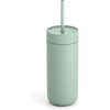 Fellow 16 oz Carter Cold Tumbler – Spill-Resistant Straw Lid, Stainless Steel Vacuum-Insulated Cup with Ceramic Interior and Reusable Straw for Cold Drinks,Fits Cup Holders,Dishwasher Safe,Smoke Green(Mint Chip)