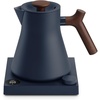 Fellow Corvo EKG Pro Electric Tea Kettle – Quick Heating, Precise Temperature Control Electric Kettle, Scheduling, Built-in Brew Timer for Boiling Water – Matte White with Maple Handle – 0.9 Liter(Stone Blue with Walnut Handle + Lid Pull)