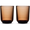 Fellow Pirch Latte Glasses 11 oz Artisanal Cups, Set of 2, Dishwasher Safe Coffee Glasses for Espresso Drinks & Latte Art – Woodland(Amber)