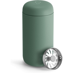 Fellow 12 oz Carter Move Travel Mug – Vacuum-Insulated Stainless Steel Travel Coffee Mug – Coffee Tumbler with Ceramic Interior and Splash Guard – Cargo Green(Smoke Green)