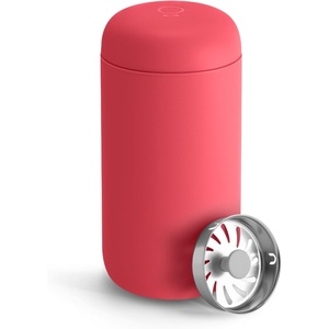 Fellow 12 oz Carter Move Travel Mug – Vacuum-Insulated Stainless Steel Travel Coffee Mug – Coffee Tumbler with Ceramic Interior and Splash Guard – Cargo Green(Coral Crush)