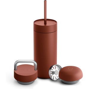 Fellow 16 oz Carter Bundle (3 in 1) Travel Mug with Slide-Lock, Move & Cold Lids with Straw – To-Go Coffee Tumbler, Ceramic Interior & Vacuum-Insulated Stainless Steel – Coffee Cups-Matte White(Sienna)