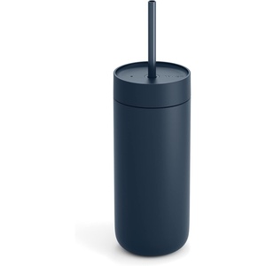 Fellow 16 oz Carter Cold Tumbler – Spill-Resistant Straw Lid, Stainless Steel Vacuum-Insulated Cup with Ceramic Interior and Reusable Straw for Cold Drinks,Fits Cup Holders,Dishwasher Safe,Smoke Green(Stone Blue)