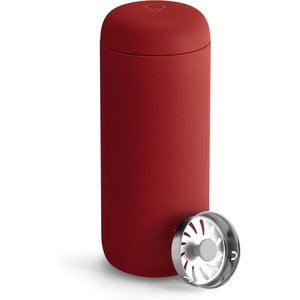 Fellow 16 oz Carter Move Travel Mug – Vacuum-Insulated Stainless Steel Travel Coffee Mug – Coffee Tumbler with Ceramic Interior and Splash Guard – Smoke Green(Red)