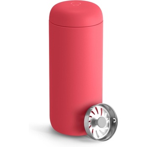 Fellow 16 oz Carter Move Travel Mug – Vacuum-Insulated Stainless Steel Travel Coffee Mug – Coffee Tumbler with Ceramic Interior and Splash Guard – Smoke Green(Coral Crush)