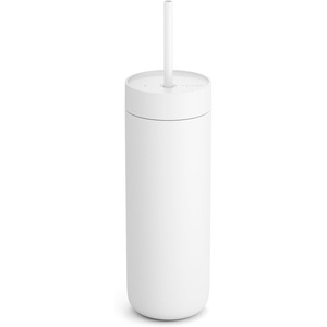 Fellow 20 oz Carter Cold Tumbler – Spill-Resistant Straw Lid, Stainless Steel Vacuum-Insulated Cup with Ceramic Interior and Reusable Straw for Cold Drinks,Fits Cup Holders,Dishwasher Safe,Matte White(Matte White)