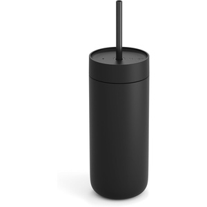 Fellow 20 oz Carter Cold Tumbler – Spill-Resistant Straw Lid, Stainless Steel Vacuum-Insulated Cup with Ceramic Interior and Reusable Straw for Cold Drinks,Fits Cup Holders,Dishwasher Safe,Matte White(Matte Black)