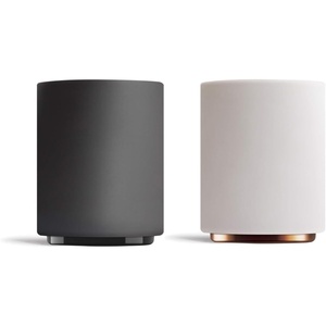 Fellow Monty Milk Art Cups – Double Wall Ceramic Latte Mug, 11 oz – Matte Black & White with Graphite & Copper Base – Set of 2