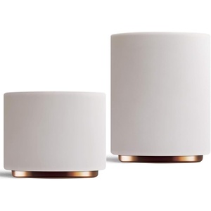 Fellow Monty Milk Art Cups Bundle – Matte White with Copper Base – Double Wall Ceramic Cappuccino Mugs – 6.5oz & 11oz – Set of 2