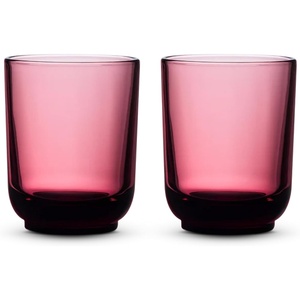 Fellow Pirch Latte Glasses 11 oz Artisanal Cups, Set of 2, Dishwasher Safe Coffee Glasses for Espresso Drinks & Latte Art – Woodland(Garnet)