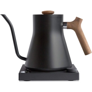 Fellow Stagg EKG Pro Electric Gooseneck Kettle – Pour-Over Coffee and Tea, Quick Heating, Precise Temperature Control, Scheduling, Built-in Brew Timer, Matte White, 0.9 Liter(Matte Black with Walnut Handle + Lid Pull)