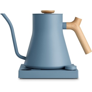 Fellow Stagg EKG Pro Electric Gooseneck Kettle – Pour-Over Coffee and Tea, Quick Heating, Precise Temperature Control, Scheduling, Built-in Brew Timer, Matte White, 0.9 Liter(Hazy Blue with Maple Handle)