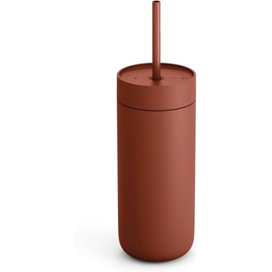 Fellow 16 oz Carter Cold Travel Mug for Water, Iced Tea, Coffee, Smoothies, Iced Coffee & more – Stainless Steel Vacuum-Insulated Iced Coffee tumbler with Spill Resistant lid and straw – Sienna(Sienna)