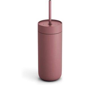Fellow 16 oz Carter Cold Travel Mug for Water, Iced Tea, Coffee, Smoothies, Iced Coffee & more – Stainless Steel Vacuum-Insulated Iced Coffee tumbler with Spill Resistant lid and straw – Sienna(Desert Rose)